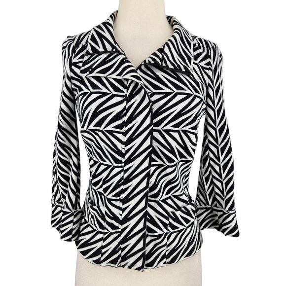 Vintage Y2K Diane von Furstenberg Zebra Animal Print Knit Jacket Womens Size 8 - Picture 1 of 8